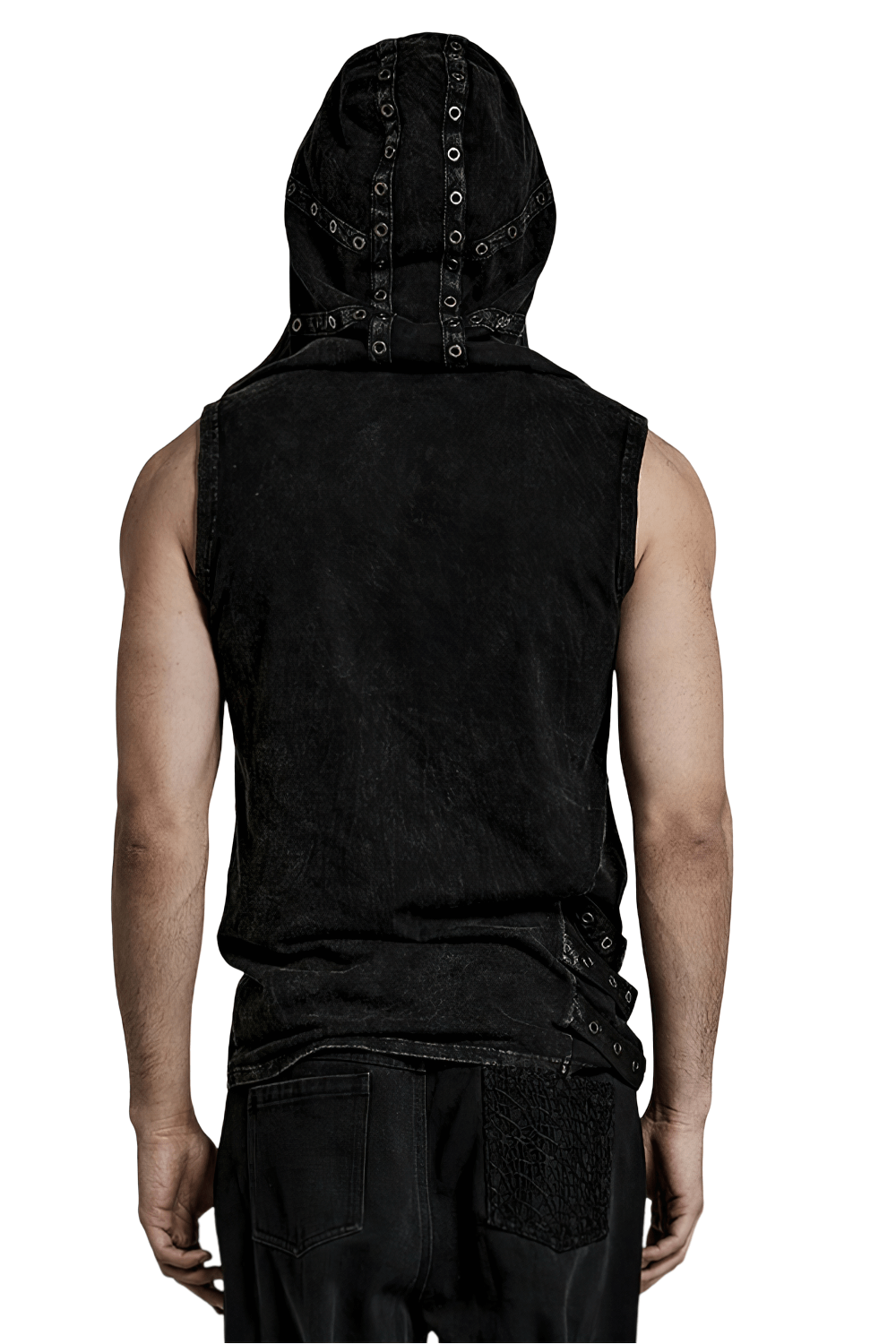Fashion Punk Rave Men's Elio Distressed Hooded Vest
