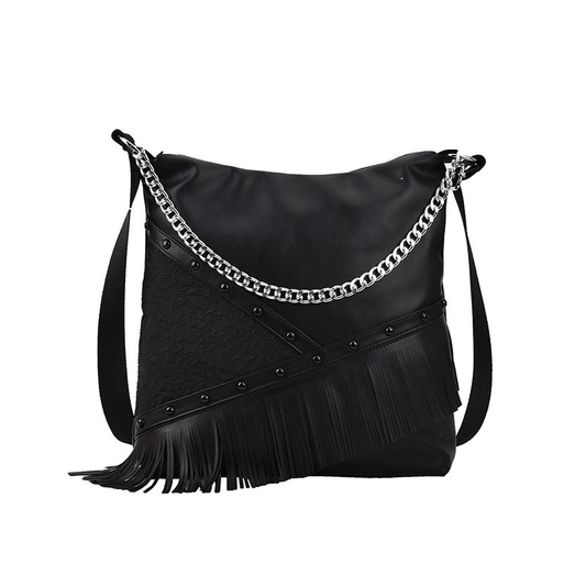 Fashion Punk Tassel Single-Shoulder Bag with Chain for Women