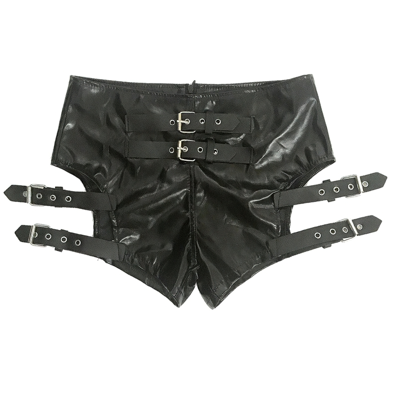 Fashion Shorts Of PU Leather For Women / Black Nightclub Costume