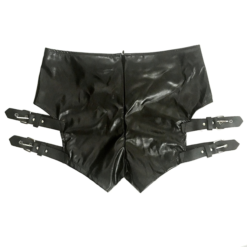 Fashion Shorts Of PU Leather For Women / Black Nightclub Costume