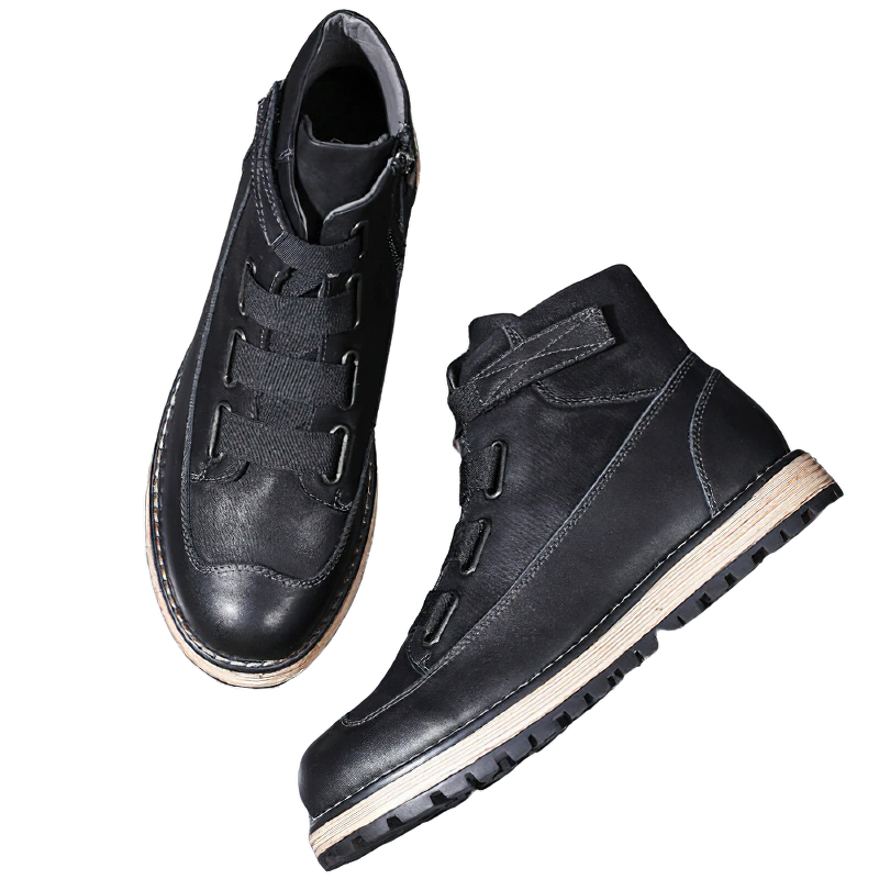 Fashion Stitching Boots Of Genuine Leather For Men / Casual Male Shoes Of Pigskin