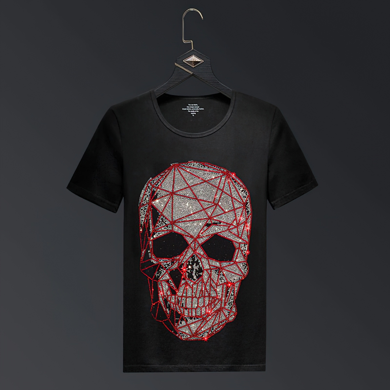 Fashion T-Shirt with Skull of Rhinestones / Casual Slim Tshirts / Alternative style Clothing