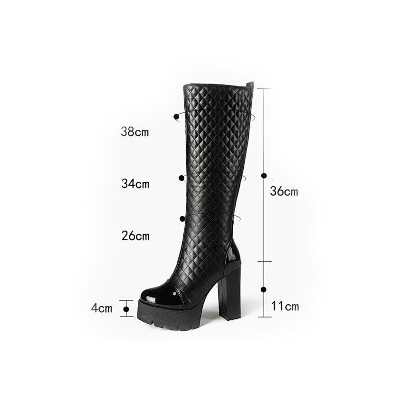 Fashion Women High Heels Knee High Boots / PU Leather Platform Long Shoes