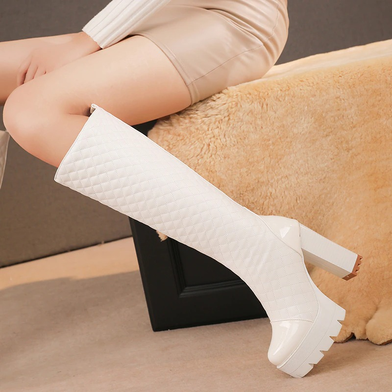 Fashion Women High Heels Knee High Boots / PU Leather Platform Long Shoes