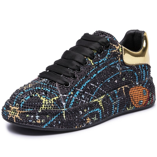 Fashion Women Sneakers Platform / Women's Color Shiny Shoes with Rhinestone