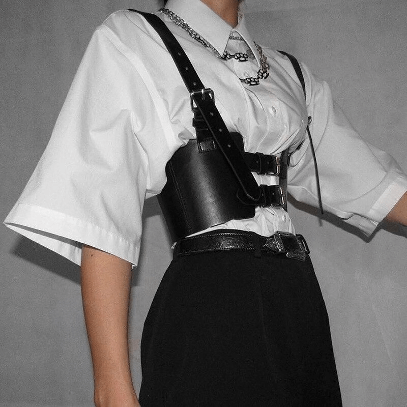 Fashion Women's Black PU Leather Corset Belt / Wide Belt with Waistband Buckle Up in Punk style