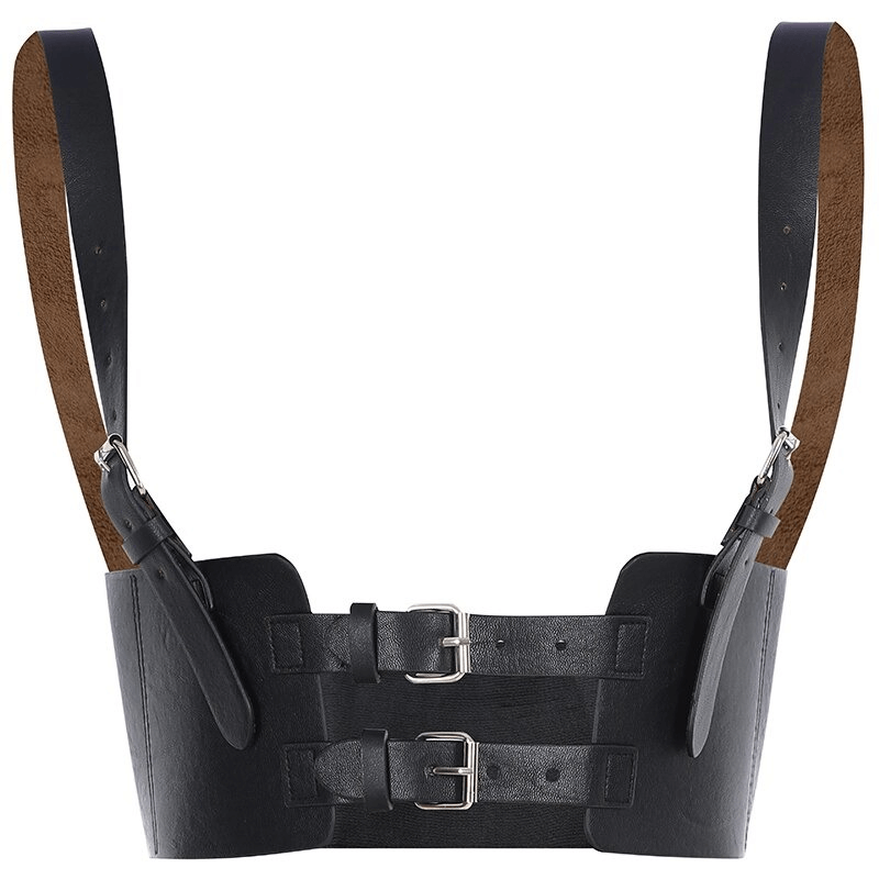 Fashion Women's Black PU Leather Corset Belt / Wide Belt with Waistband Buckle Up in Punk style