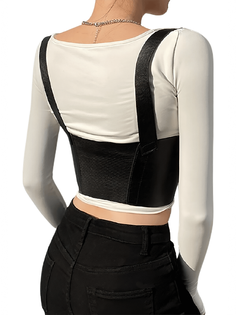 Fashion Women's Black PU Leather Corset Belt / Wide Belt with Waistband Buckle Up in Punk style