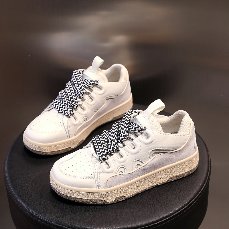 Fashion Women's Chunky Platform Sneaker / Retro Genuine Leather Shoes with Mixed Colors