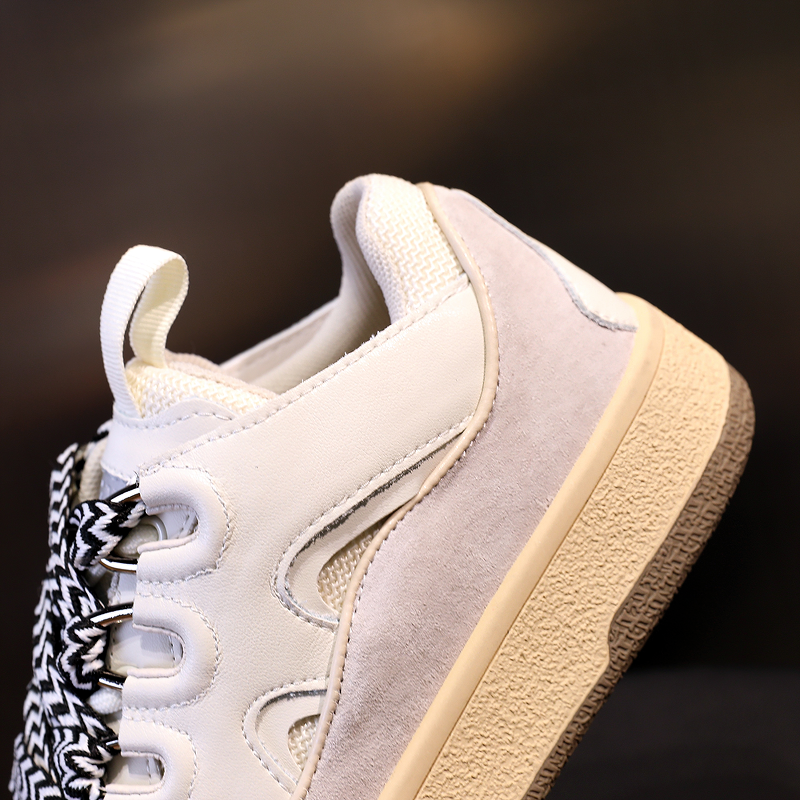 Fashion Women's Chunky Platform Sneaker / Retro Genuine Leather Shoes with Mixed Colors