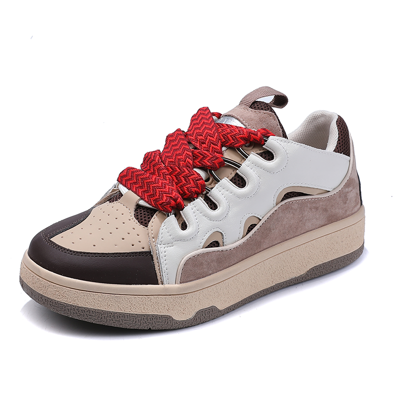 Fashion Women's Chunky Platform Sneaker / Retro Genuine Leather Shoes with Mixed Colors