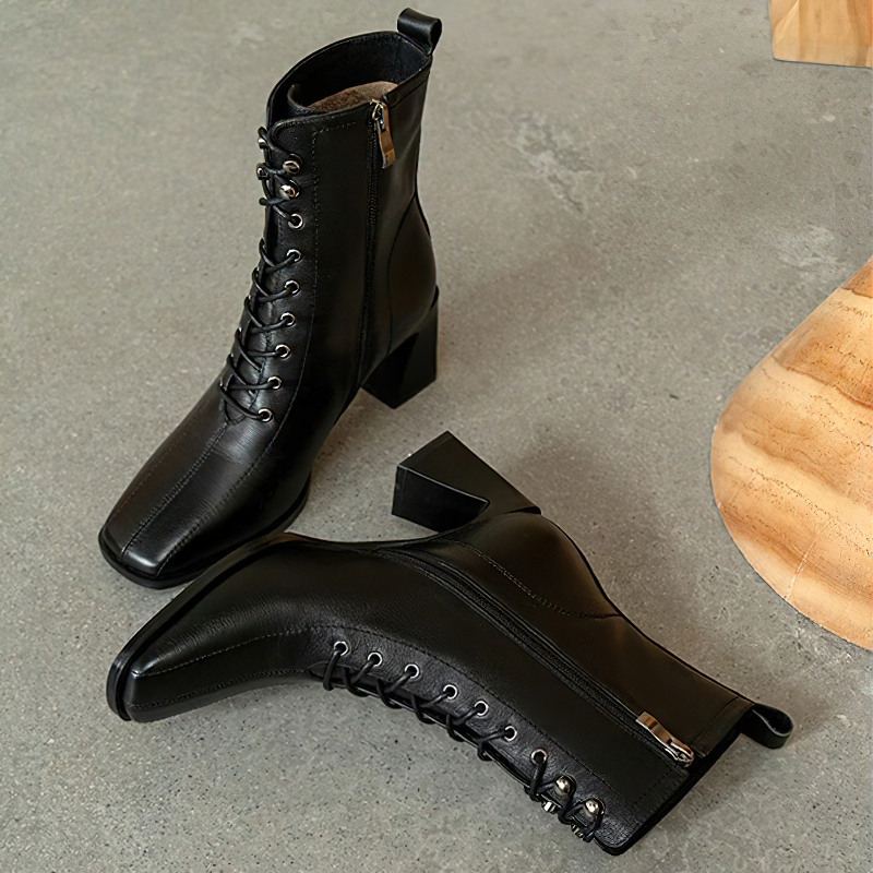 Fashion Women's Heels Ankle Boots / Luxury Ladies Soft Genuine Leather Boots