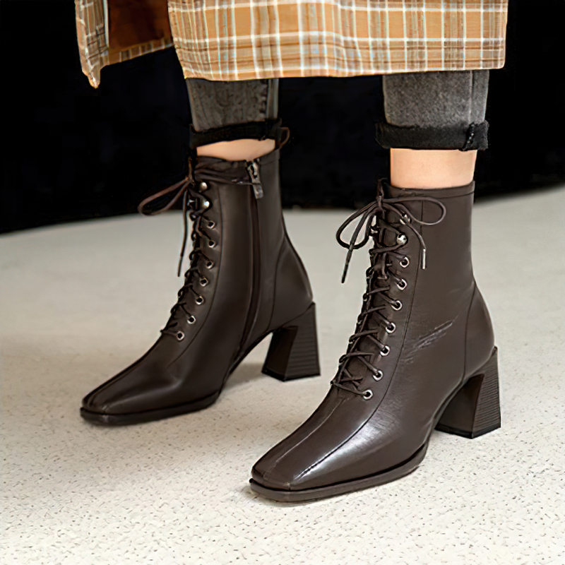 Fashion Women's Heels Ankle Boots / Luxury Ladies Soft Genuine Leather Boots