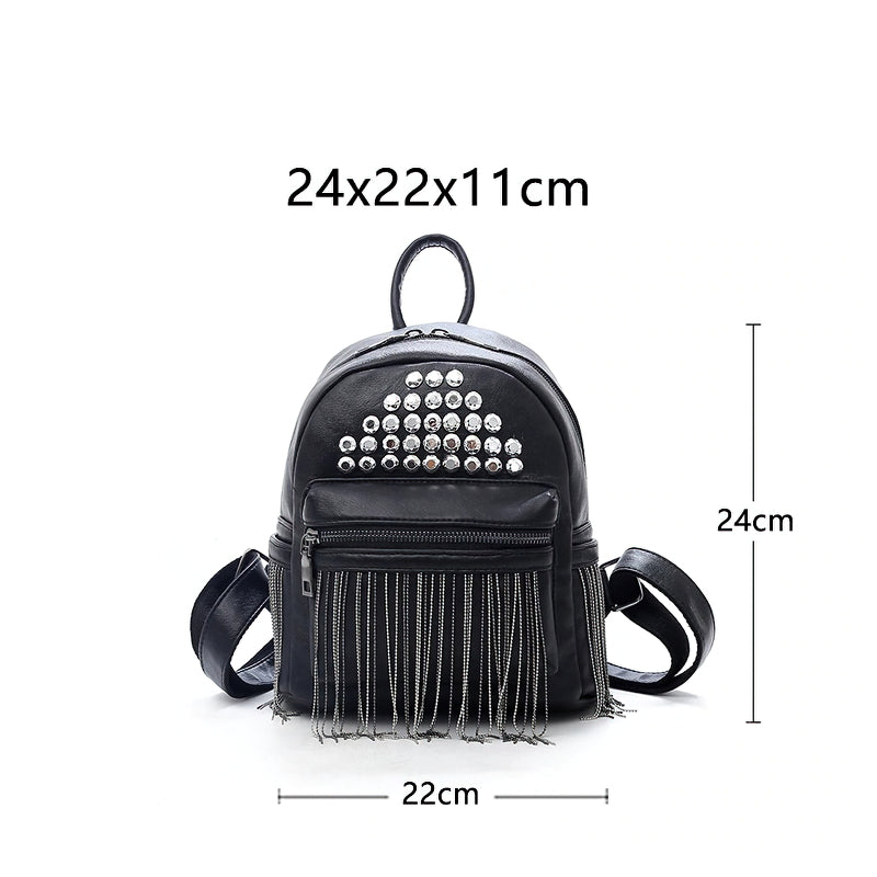 Fashion Women's Mini Black Backpacks / Luxury PU Leather Bag For Girls
