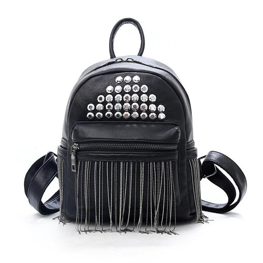 Fashion Women's Mini Black Backpacks / Luxury PU Leather Bag For Girls
