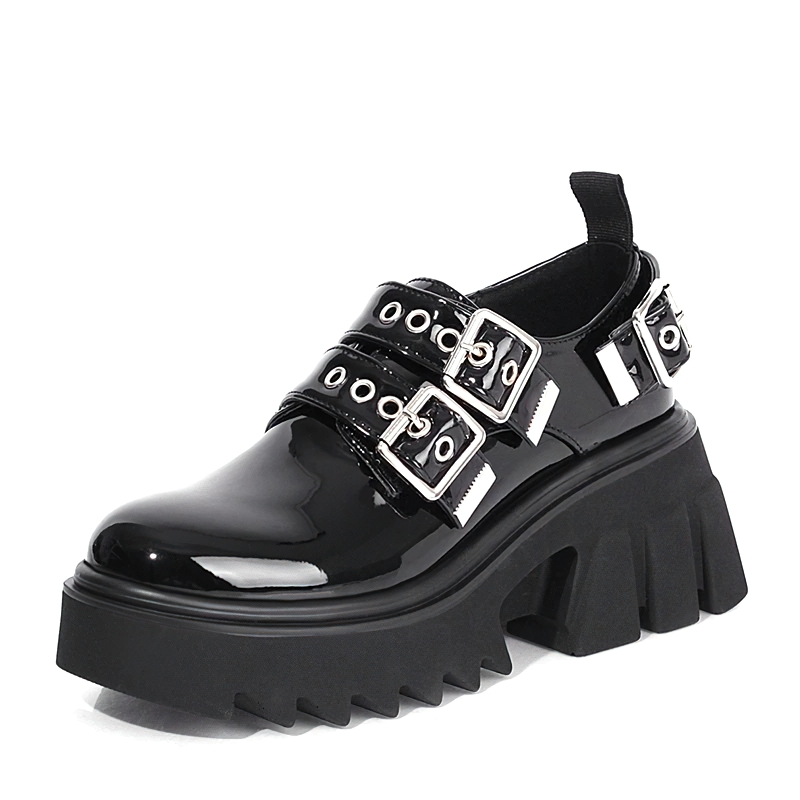 Fashion Women's Shoes / Female Gothic Footwear / Pumps Slip-On With Metal Buckles