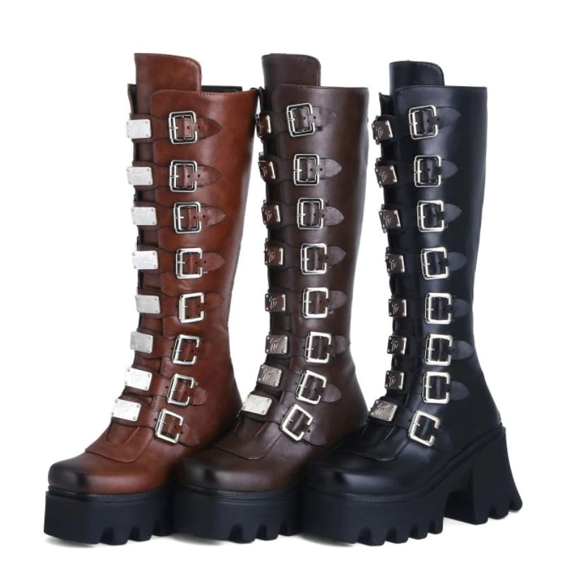 CLEARANCE of Fashion Women's Zipper High Boots with Buckles - US