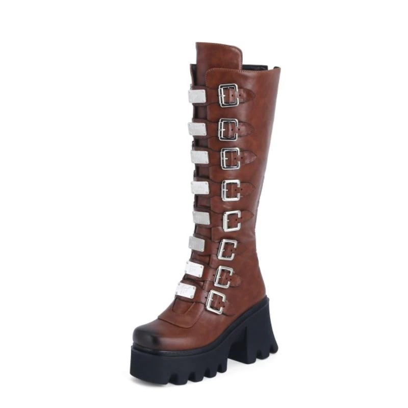 CLEARANCE of Fashion Women's Zipper High Boots with Buckles - US