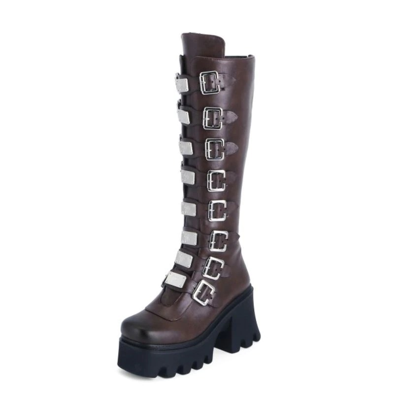 CLEARANCE of Fashion Women's Zipper High Boots with Buckles - US