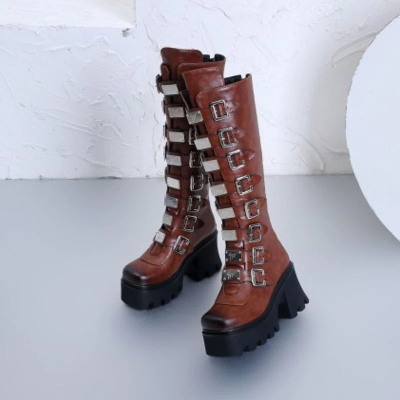 CLEARANCE of Fashion Women's Zipper High Boots with Buckles - US