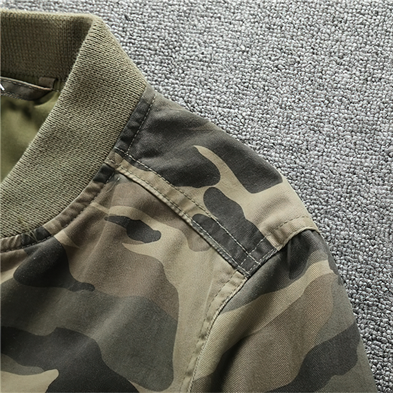 Fashion Zip Up Camo Denim Jacket / Stylish Men's Military Jackets / Alternative Clothing