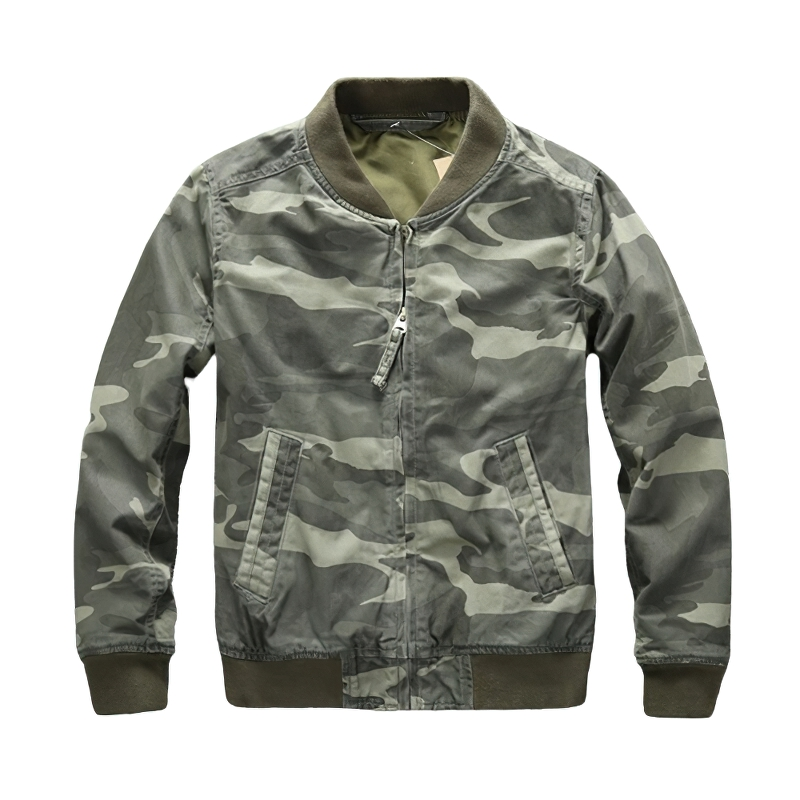 Fashion Zip Up Camo Denim Jacket / Stylish Men's Military Jackets / Alternative Clothing