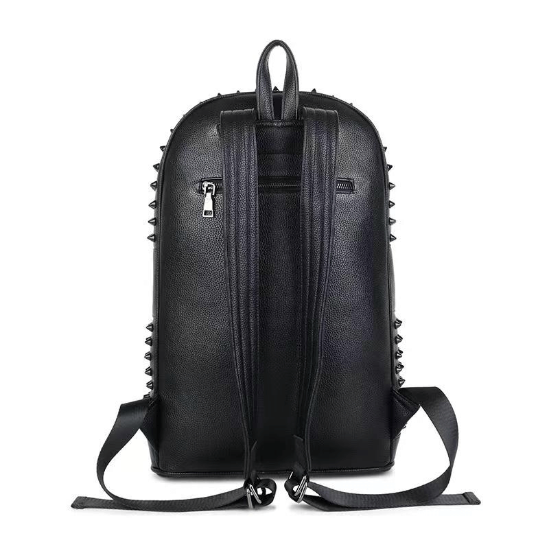 Fashion Ziper Studed Black Backpack / Casual Rivets Traveling Backpack