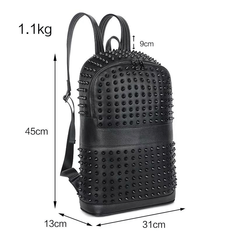 Fashion Ziper Studed Black Backpack / Casual Rivets Traveling Backpack