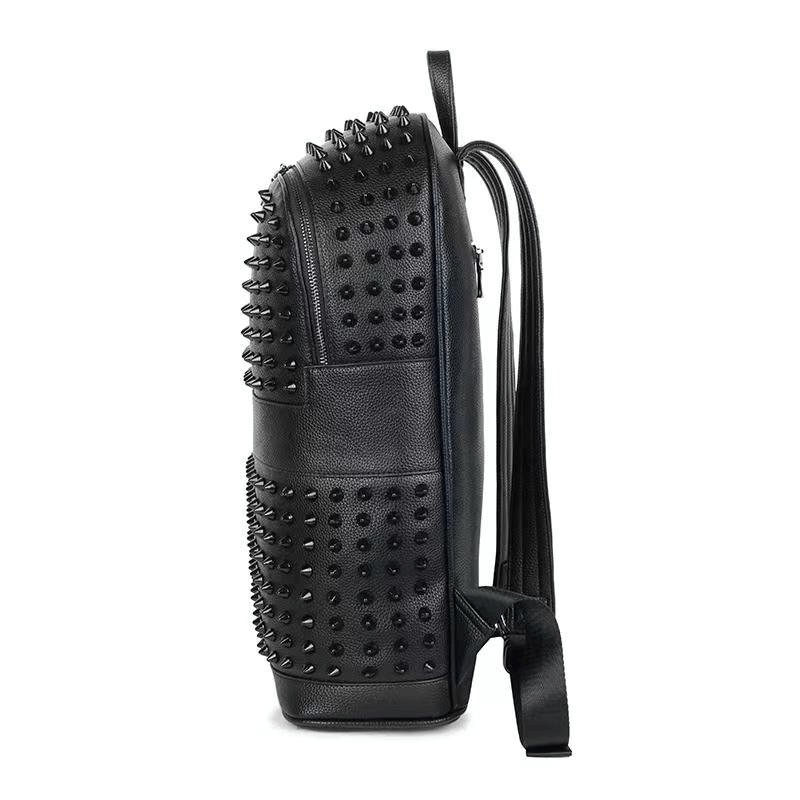 Fashion Ziper Studed Black Backpack / Casual Rivets Traveling Backpack