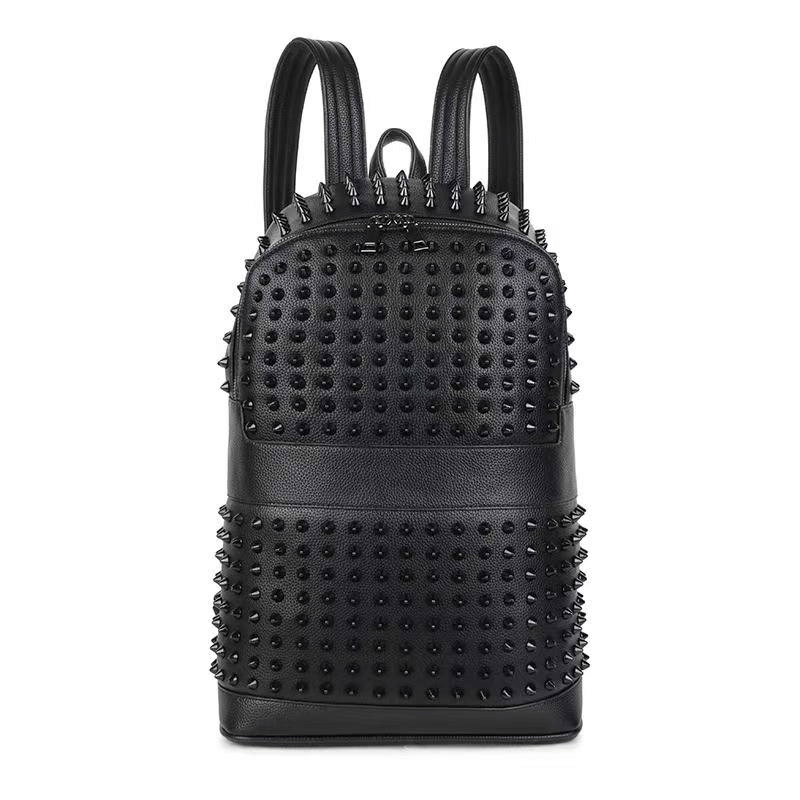 Fashion Ziper Studed Black Backpack / Casual Rivets Traveling Backpack
