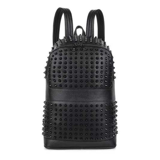 Fashion Ziper Studed Black Backpack / Casual Rivets Traveling Backpack