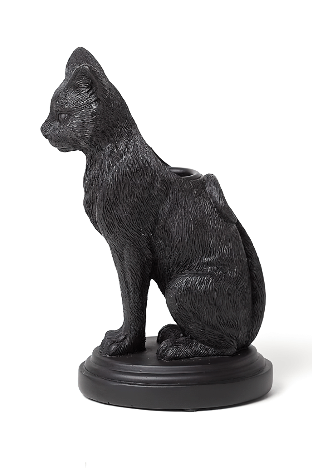 Faust's Familiar Black Cat Candlestick Holder for Altar