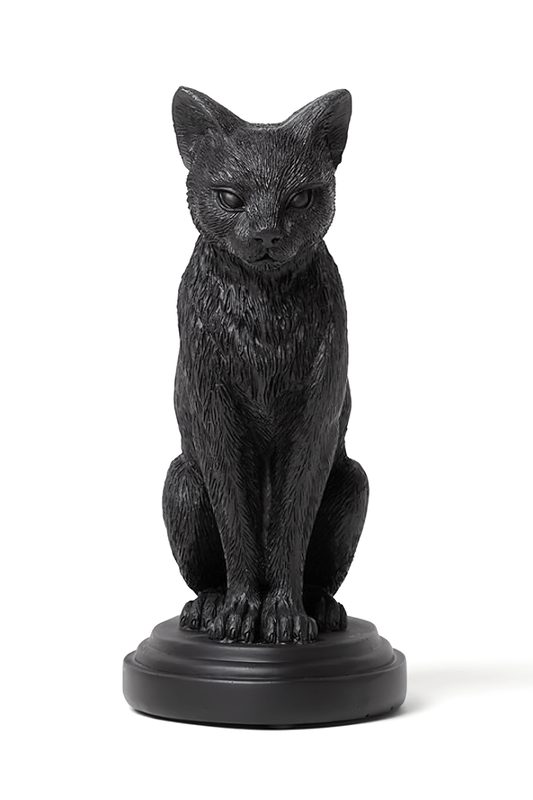 Faust's Familiar Black Cat Candlestick Holder for Altar