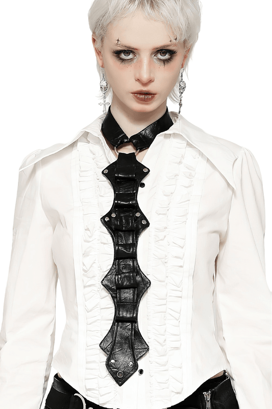 Faux Leather Gothic Neck Harness with Rivet Detail