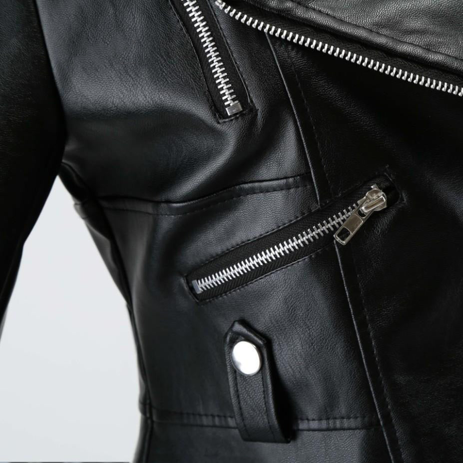 Faux Leather Jackets / Women's Black Motorcycle Jacket / Old School Fashion Outerwear