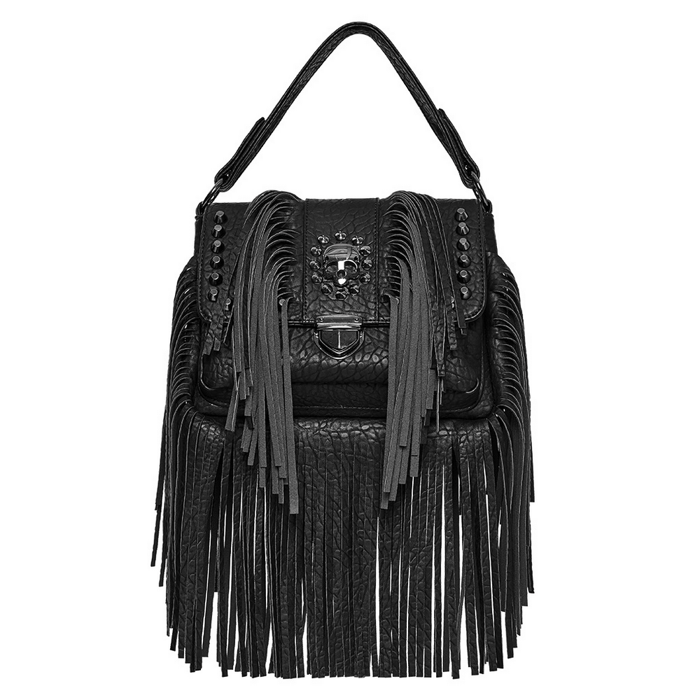 Faux Leather Skull Tassel Fringe Handbag and Shoulder Bag