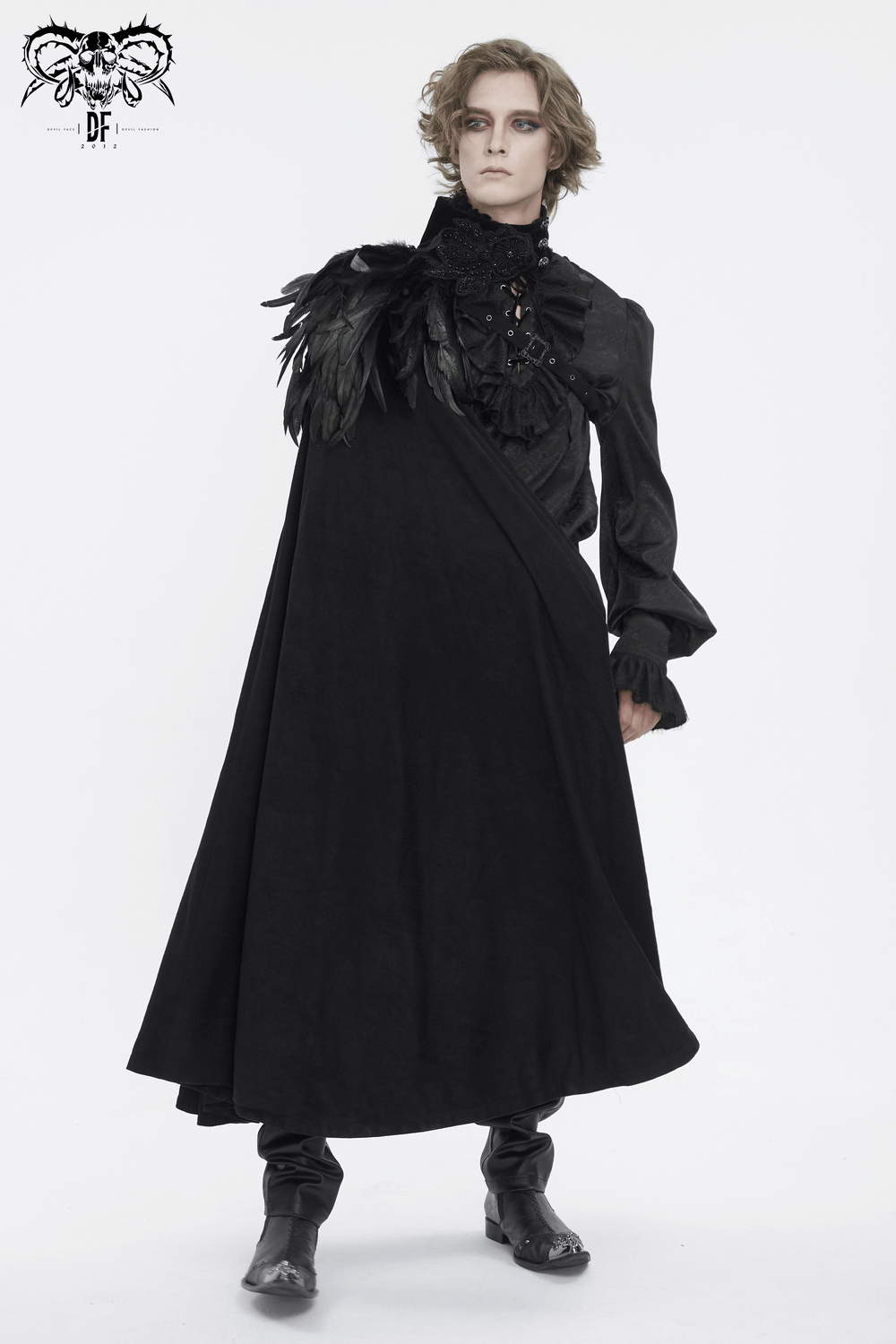 Feathered Black Asymmetric Cape for Evening Glam