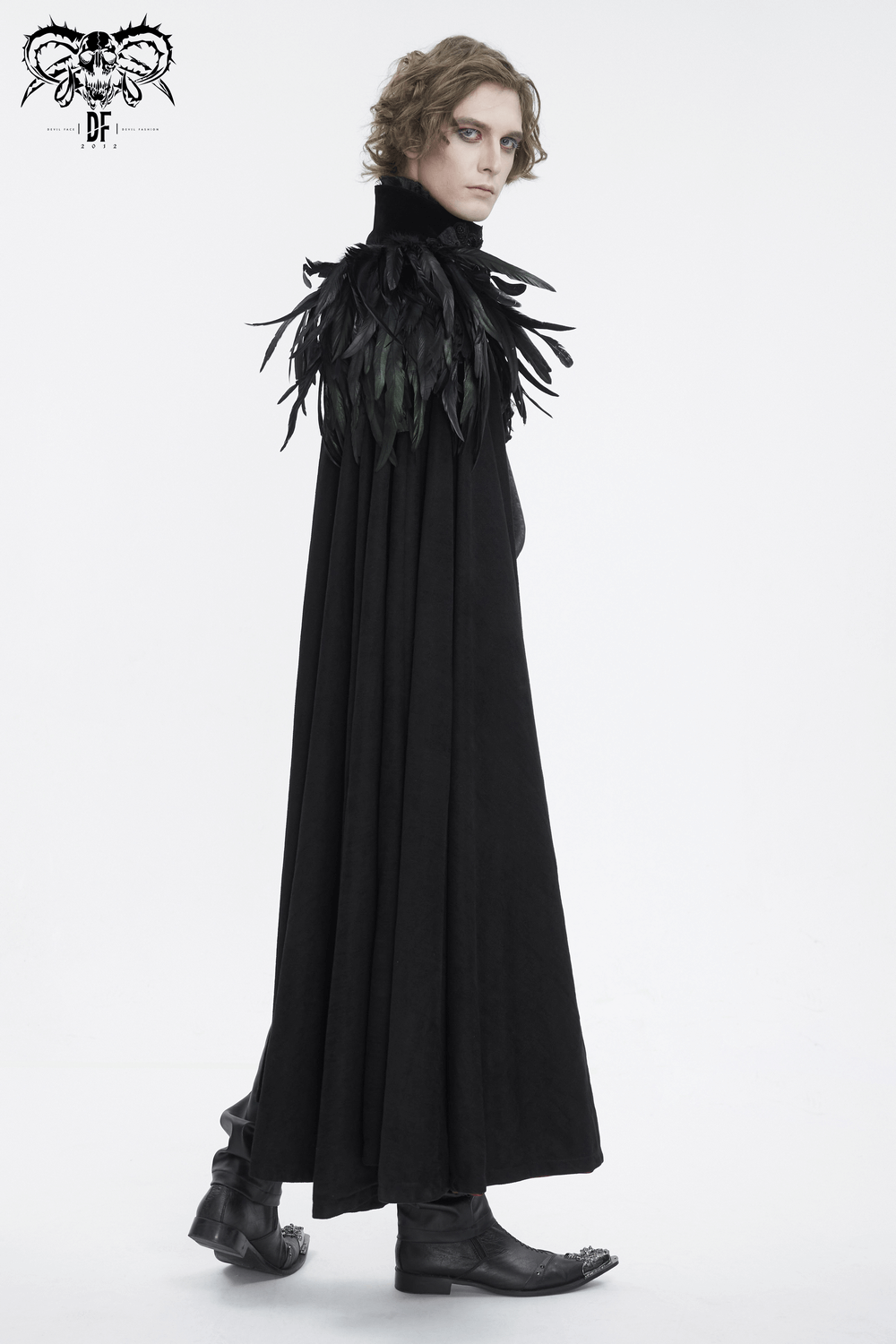 Feathered Black Asymmetric Cape for Evening Glam