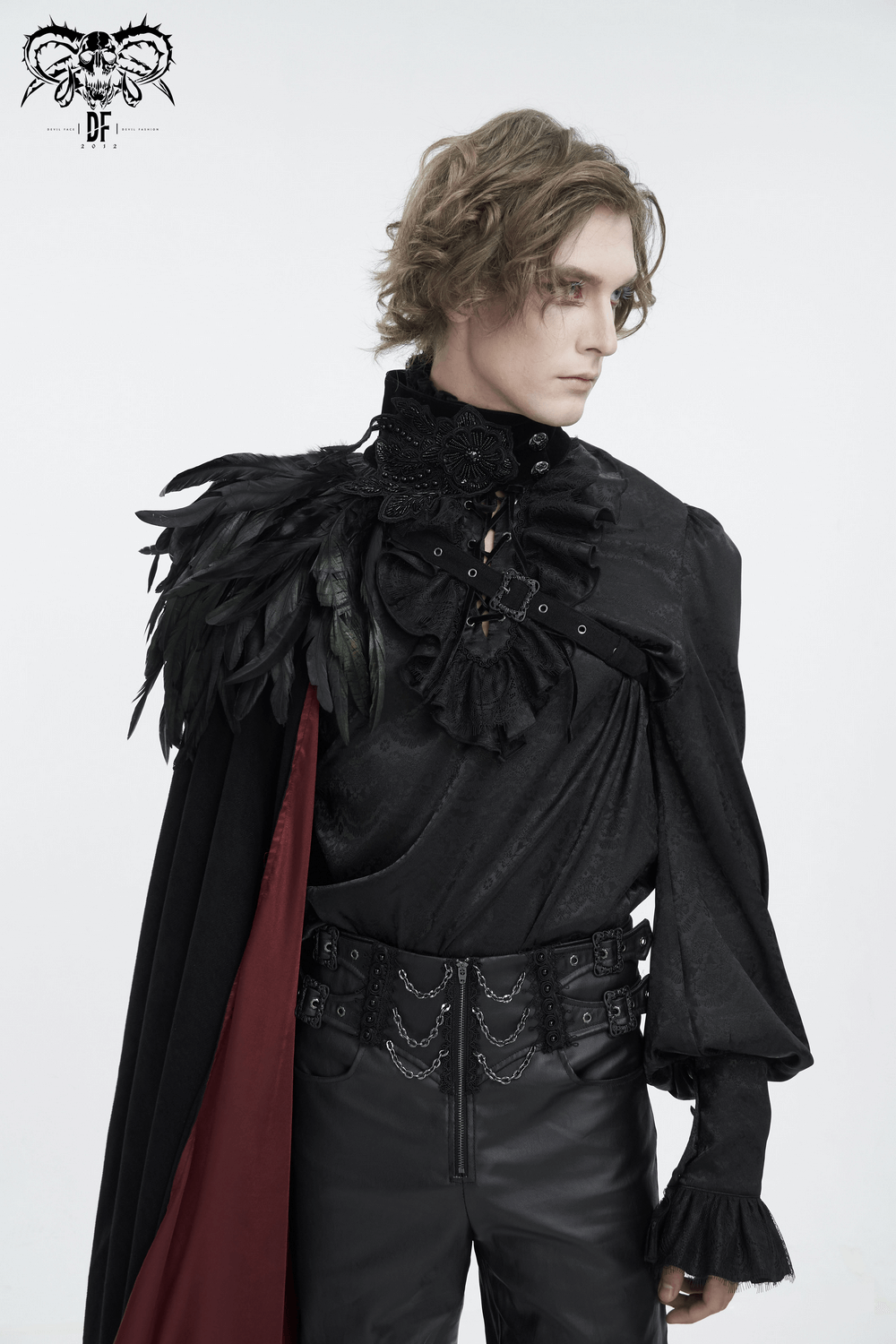 Feathered Black Asymmetric Cape for Evening Glam