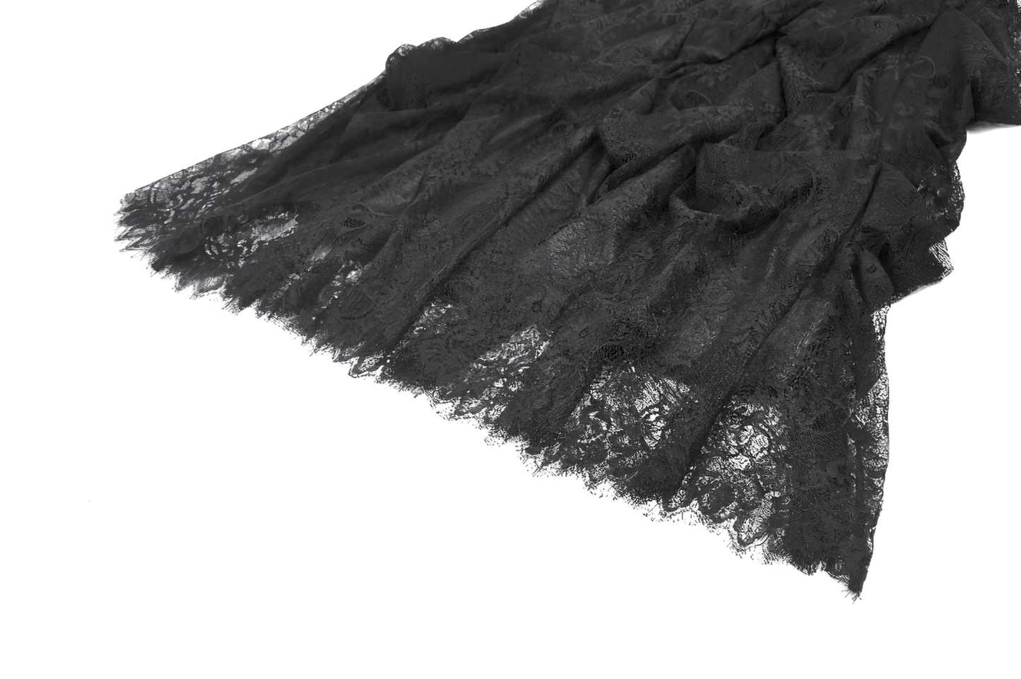 Female Black Lace Layered High Waist Long Skirt