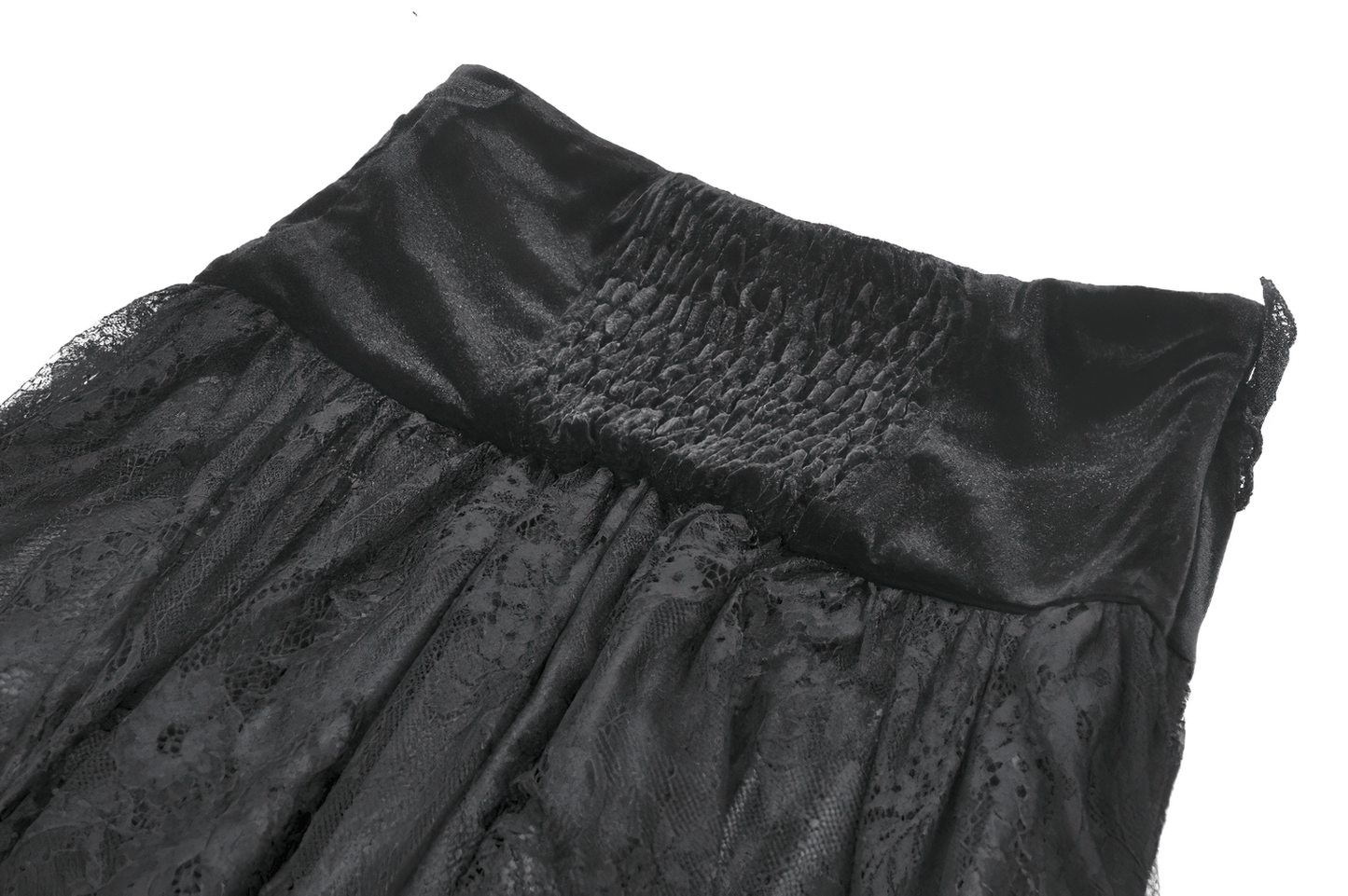 Female Black Lace Layered High Waist Long Skirt