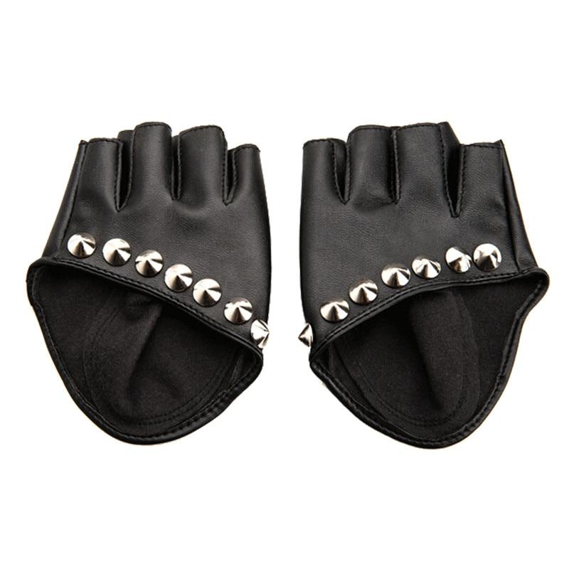 Female Gloves Alternative Fashion Women / PU Leather Biker Chick Fingerless punk Rock Metal