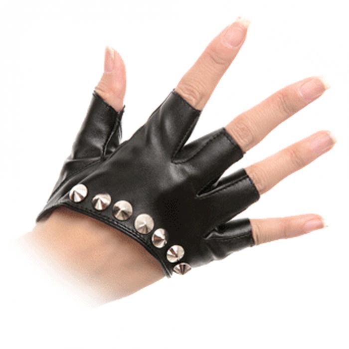 Female Gloves Alternative Fashion Women / PU Leather Biker Chick Fingerless punk Rock Metal