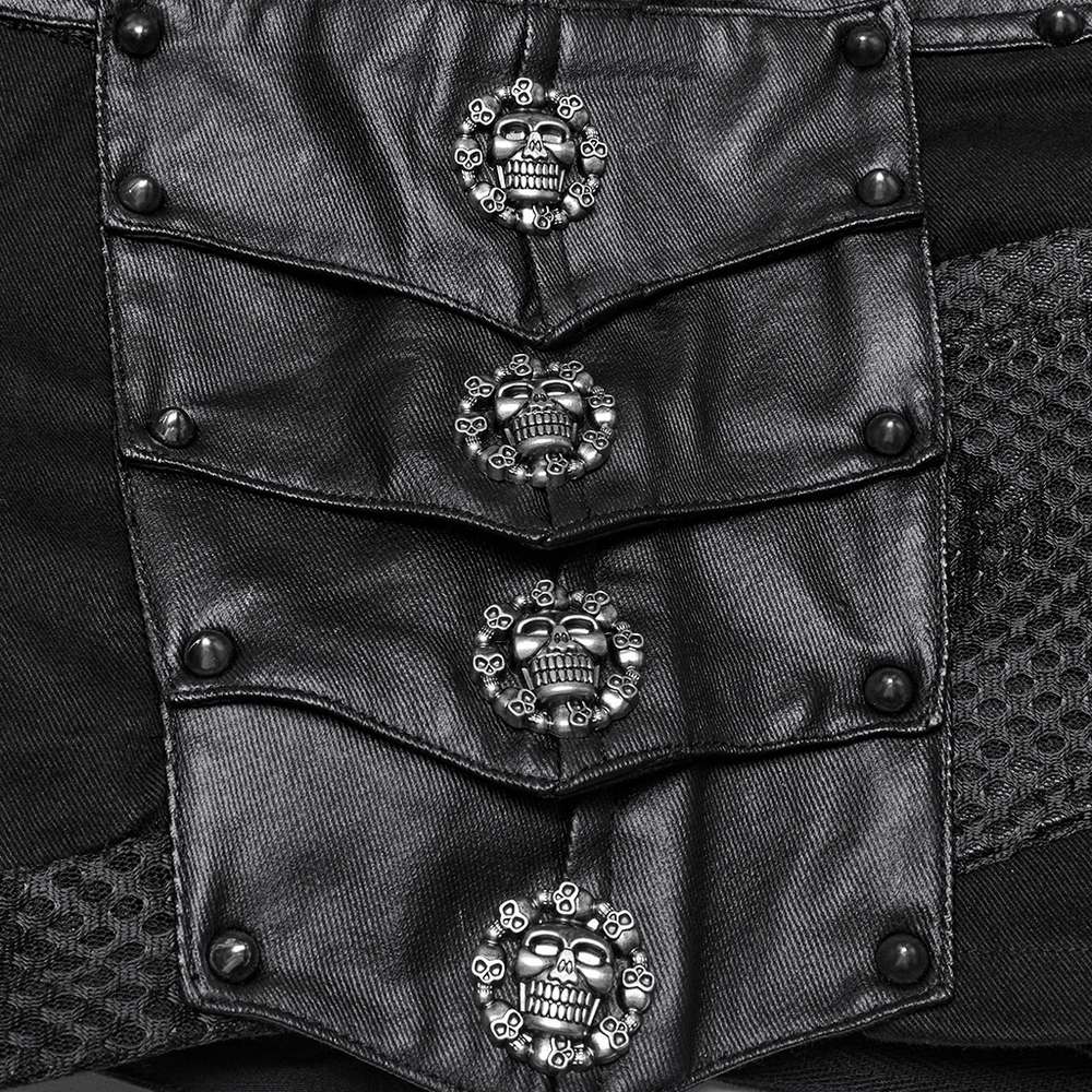 Female Gothic Black Studded High Waist Mesh Shorts