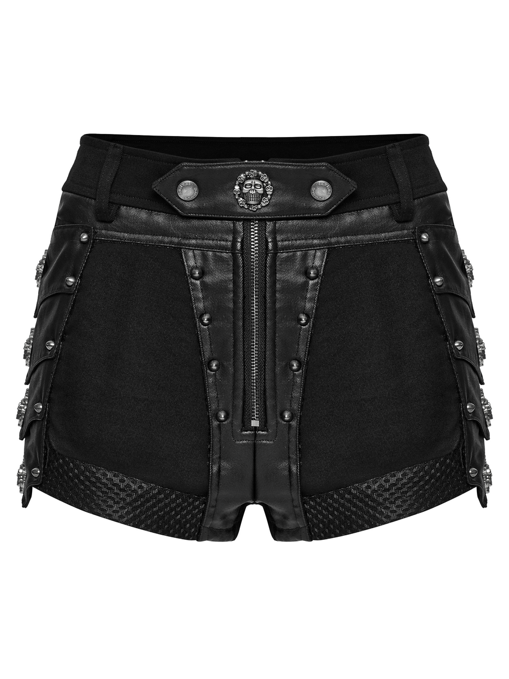 Female Gothic Black Studded High Waist Mesh Shorts