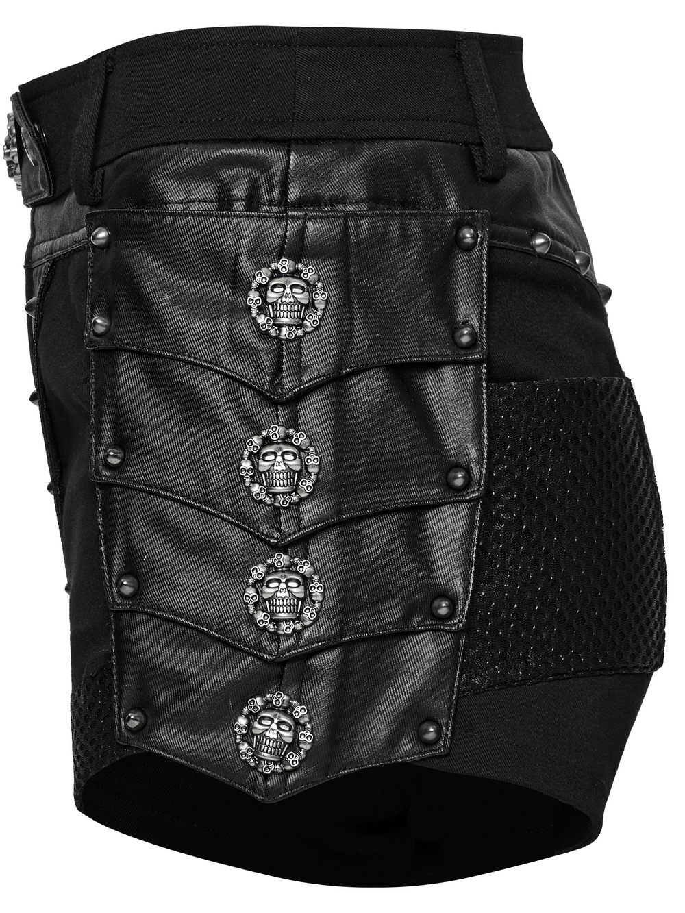 Female Gothic Black Studded High Waist Mesh Shorts