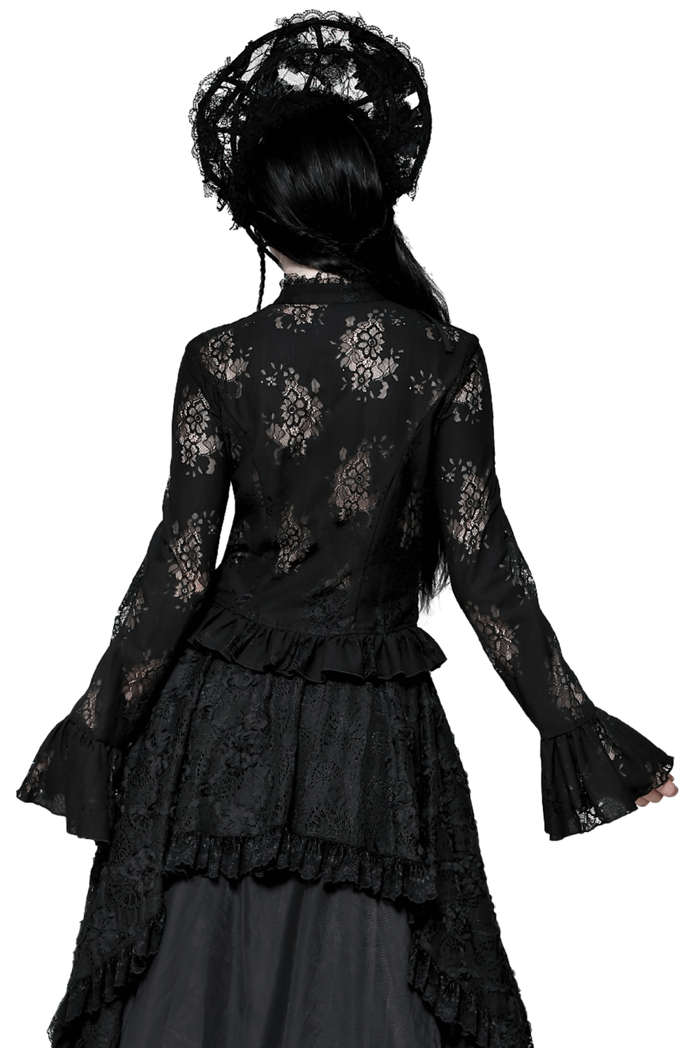 Female Gothic Lace Blouse with Cross and Cutouts