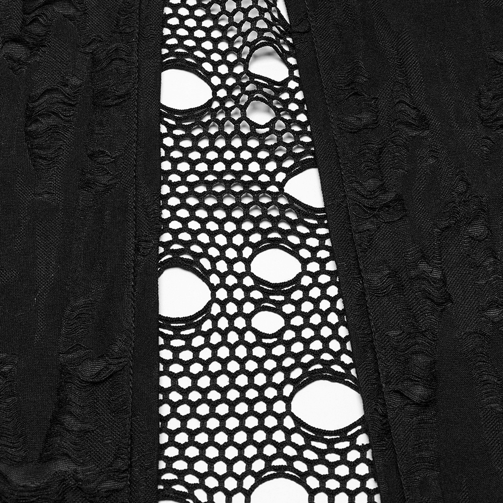 Female Gothic Mesh and Knit Hooded Asymmetric Cape