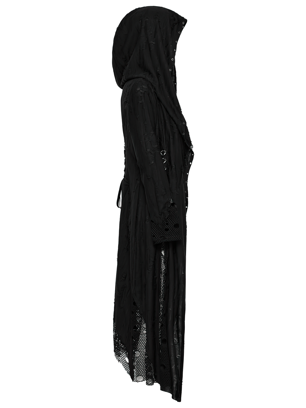 Female Gothic Mesh and Knit Hooded Asymmetric Cape