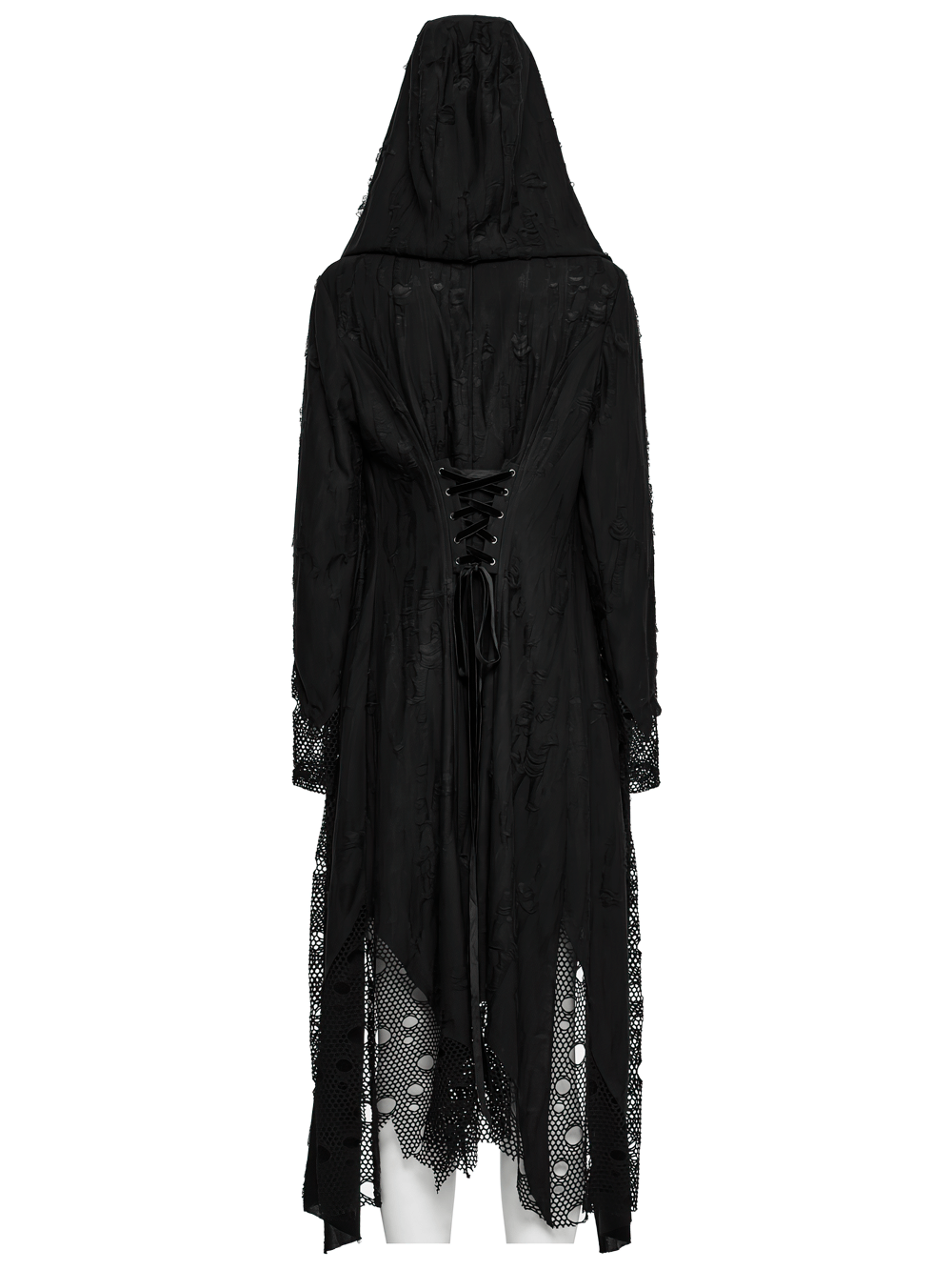 Female Gothic Mesh and Knit Hooded Asymmetric Cape